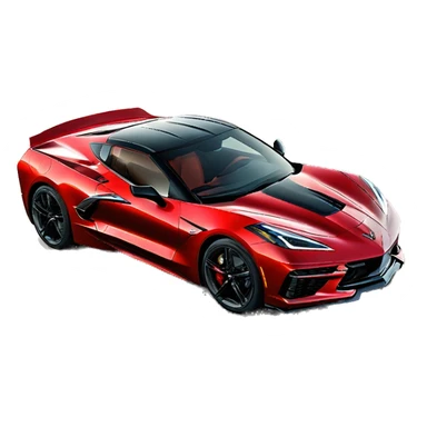 Corvette C8 Stingray rouge avec toit noir sticker