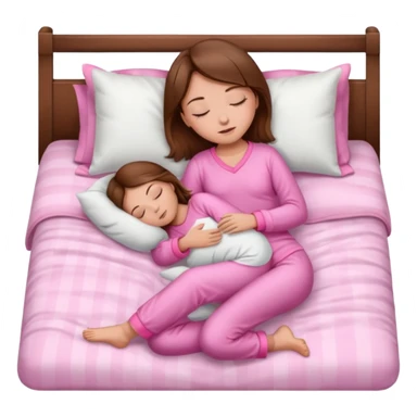 Menina de cabelos castanhos de corpo inteiro, pijama rosa, dormindo sticker