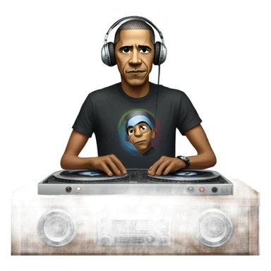 Obama DJing on turntables  sticker