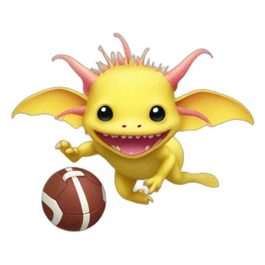 Yellow axolotl playing football sticker