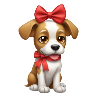 Dog wearing red bow  sticker