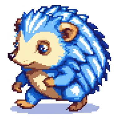 scene of a blue spiky hedgehog running fast through a vibrant landscape with checkerboard hills, floating gold rings, and blurred background, energetic and adventurous sticker