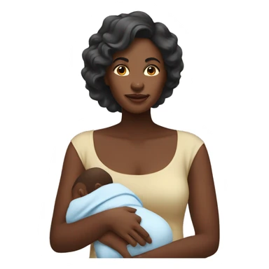Dark skin mom with baby sticker