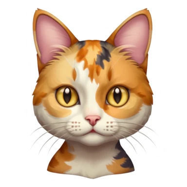 full body anxious looking colourful light calico tabby cat with hazel eyes and very patchy calico fur sticker
