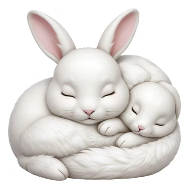Meme-Worthy Cute Sleeping White Rabbit Portrait Emoji, Head resting peacefully with a contented smile, showcasing a delightfully compact build and a luxuriously soft pure white fur, eyes shut in a serene nap, Simplified yet hilariously adorable features, highly detailed, glowing with a soft, drowsy light, high shine, relaxed and utterly lovable, stylized with an air of playful laziness, bright and heartwarming, soft glowing outline, capturing the essence of a comically sleepy bunny, so meme-worthy it feels like it could instantly become the next viral sensation of adorable slumber! sticker