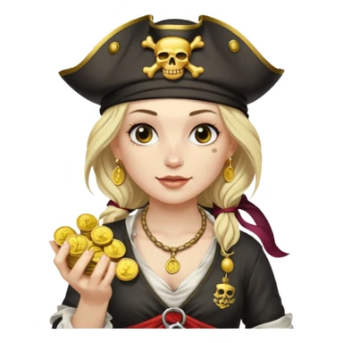 Lady Pirate With holding Coins. sticker