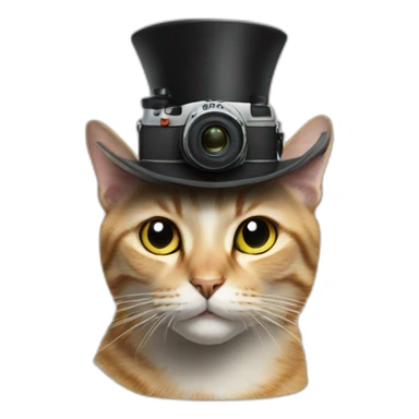 Cat in high hat with photo camera sticker