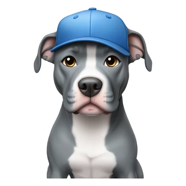 Blue nose pitbull all gray no white in color with blue eyes. Dog must be wearing a baseball hat. Don't generate a body just the head. sticker