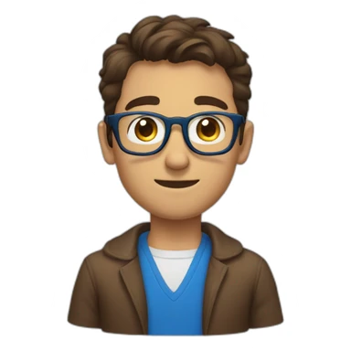 Homme brun lunette et yeux bleu sticker