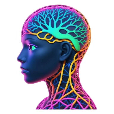 human silhouette with a neural network pattern inside the head sticker