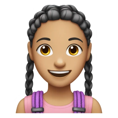 girl with french braids and braces smiling sticker
