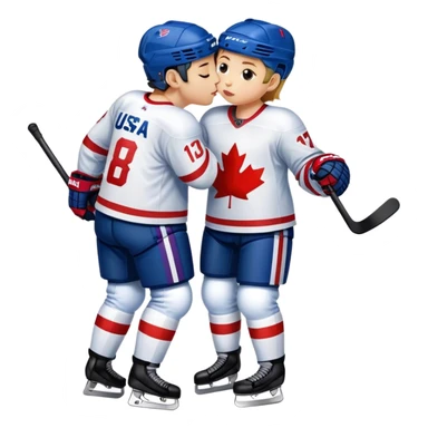 USA and Canada hockey players kissing  sticker