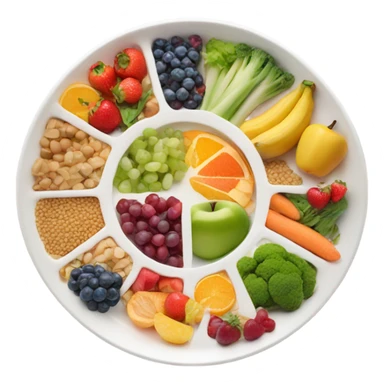 round white plate full of healthy food sticker