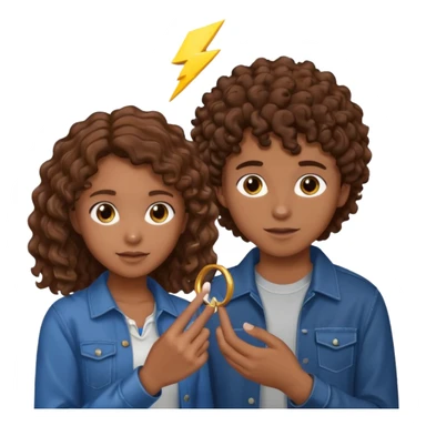 a 15 year old girl with brown curly hair but she has lightnings in it with a brown haired boy who gave her a promise ring sticker