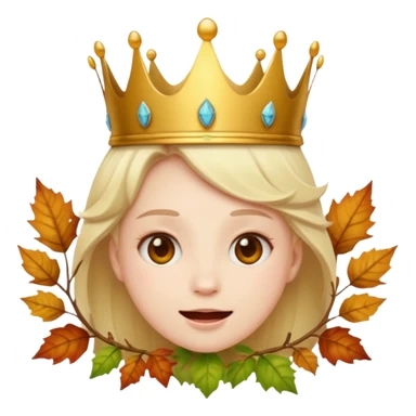 fall ecstatic emoticon artsy slightly creepy crown of leaves but make the base a normal emoji sticker