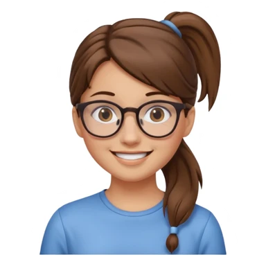 brown haired Ponytail Girl with Glasses sticker