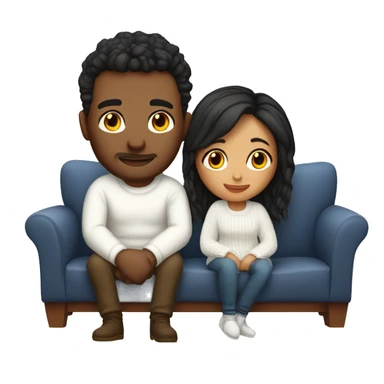A cute couple cuddle with cozy white sweater on a couch and on bed sticker