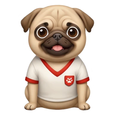 pug with a shirt of a guy sticker