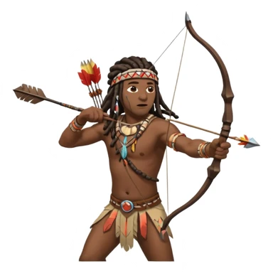 Black American man dark brown with dreads with a American Indian headdress shooting a bow and arrow at a native Indian while he runs  sticker