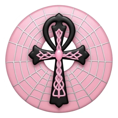 Light pink ankh with black spiderweb pattern sticker