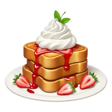 French toast with strawberry on top and whipped cream sticker