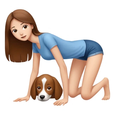 a young thin woman on all fours, doggy style position, legs spread, long hair . sticker