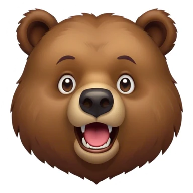 Cinematic Comical Grizzly Bear Portrait Emoji, Head tilted dramatically with an exaggeratedly amused expression, featuring a striking, rugged deep brown fur with bold fur texture, wide, expressive eyes filled with playful disbelief, Simplified yet hilariously expressive features, highly detailed, glowing with a slightly sassy glow, high shine, dramatic yet playful, stylized with an air of cheeky wilderness mischief, bright and endearing, soft glowing outline, capturing the essence of a spirited and over-the-top grizzly, so meme-worthy it feels like it could roar its way into internet fame instantly! sticker