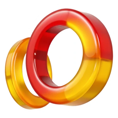 emoji de 2 gomitas en forma de aro una colo rojo y otra amarillo de gran grosor sticker