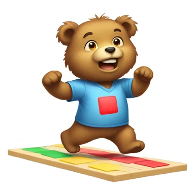 bear playing hopscotch  sticker