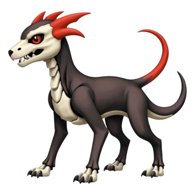Skeletal Cubone-Salandit-Houndoom-Houndour-Marowak-Poochyena-Litten-Fakémon-hybrid-creature (full body), 4 legs sticker