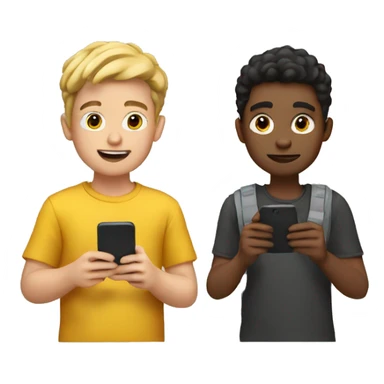 2 boys looking at a phone  sticker