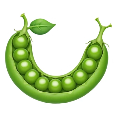 A green pea pod with several round peas visible inside, slightly open to reveal the peas sticker