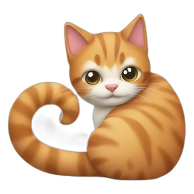 Cat sucking his tail sticker