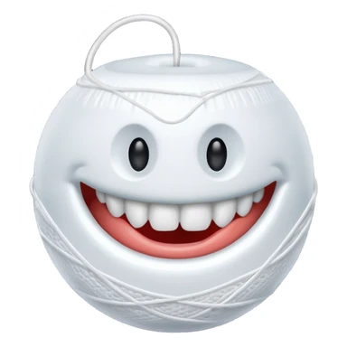 Ball of white dental floss sticker