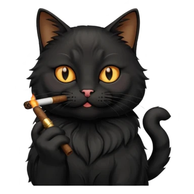 fluffy black cat smoking a cigar sticker