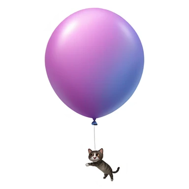 Cat being lifted by a balloon sticker