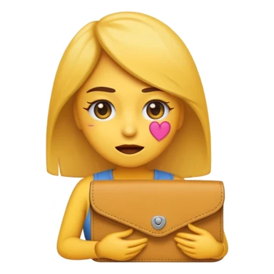 Emoji de chica muy desesperada, llorando, con ojos grandes y lágrimas, sosteniendo una billetera vacía al revés, estilo emoji minimalista, dramatismo exagerado, fondo transparente. sticker