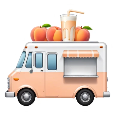 food truck with peach dripping milk on the top sticker