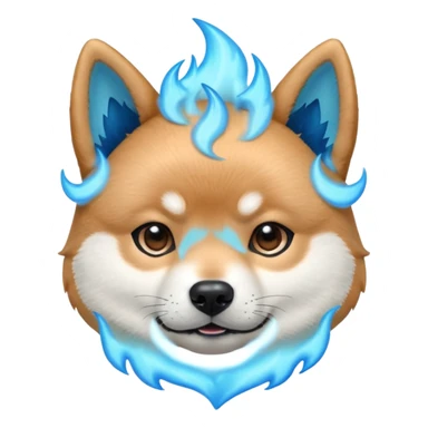 Blue shiba inu head with blue flames sticker
