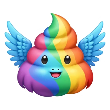rainbow poop with wings sticker