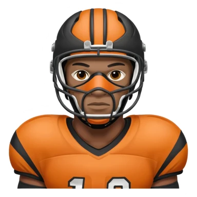 American black football player without a Helmet  and have  a goalkeeper mask which have small holes sticker