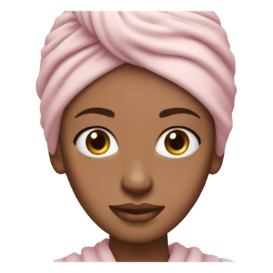 White Woman wearing pale pink towel turban with hazel eyes sticker