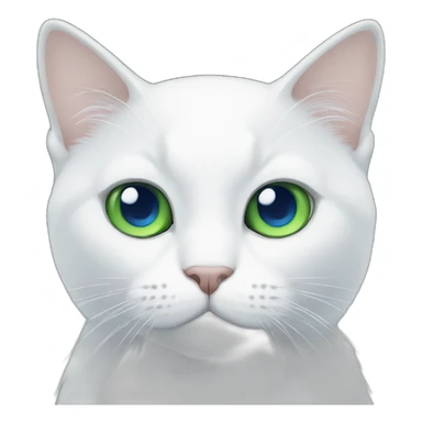 white cat with eyes green and blue sticker