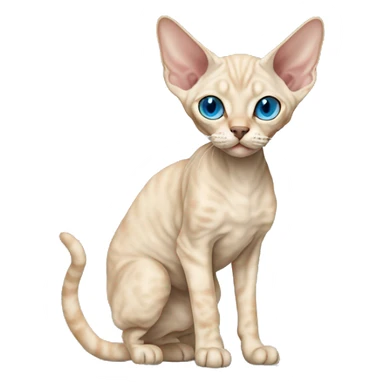 Beige Devon Rex Cat Full Body blue eyes  sticker