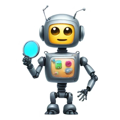 cute robot looking with the mirror in the hand  sticker