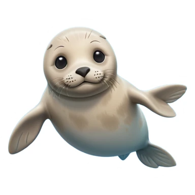 A 3D cartoon seal swimming with visible flippers, calm blue water, soft sunlight, Memoji-style realism. sticker