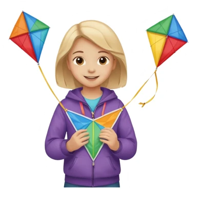 little girl kid holding kite in front of her chest sticker