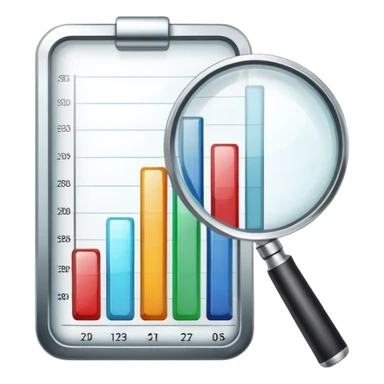 growing bar chart with magnifying glass over it sticker