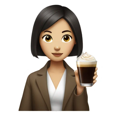 Korean girl holding an espresso martini sticker