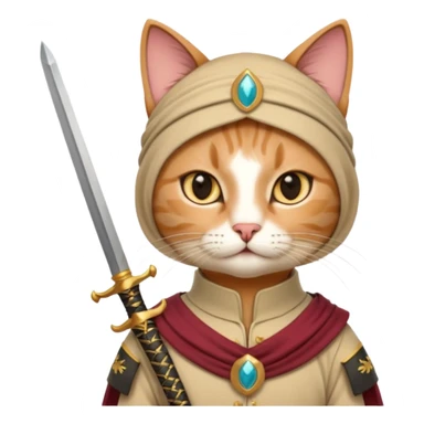 cat arab ancient army with small sword sticker